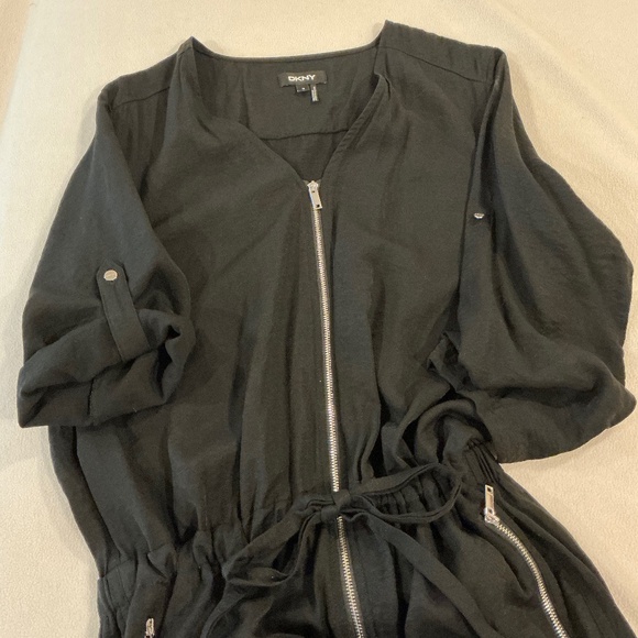 DKNY Black Jumpsuit, Zipper Pockets, Size Medium - Picture 4 of 5